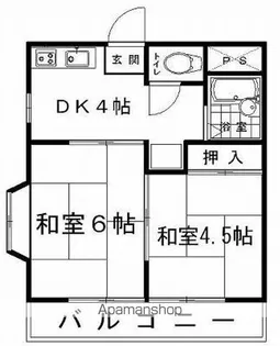 みどりヶ丘ハイツA棟【2階】の間取り