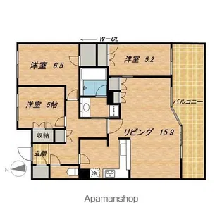 カスタリア上町台【5階】の間取り