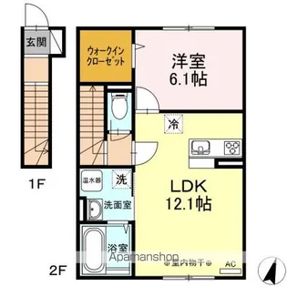 ヤードアイリー B【2階】の間取り