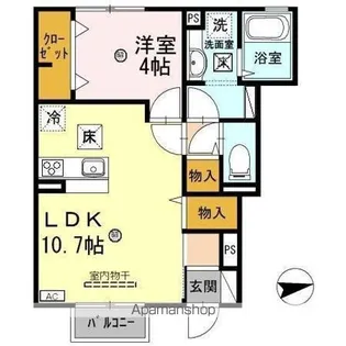 クレア ド ルーン A棟【1階】の間取り