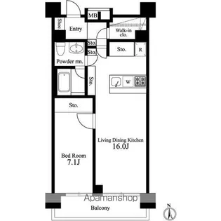 プライマル新宿若松町【14階】の間取り