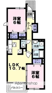 ガーデンベルA【1階】の間取り