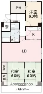 第三グリーンハイツ松縄【4階】の間取り