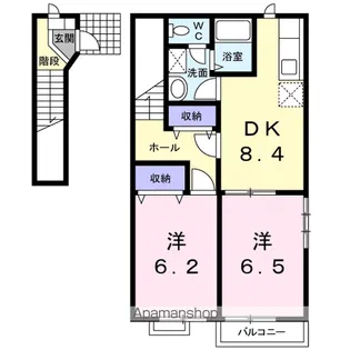 スカイヒルズB【2階】の間取り