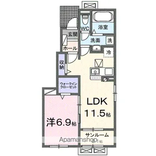 ビレッジ ハイマウンテン B【1階】の間取り