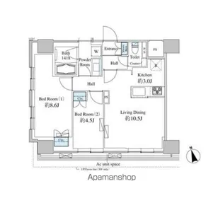 ベルファース芝浦タワー【30階】の間取り