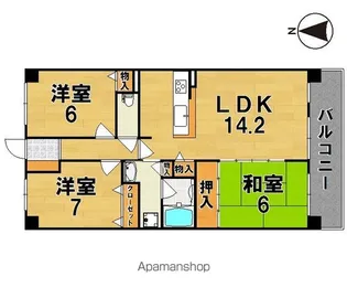 ライオンズヒルズ生駒【5階】の間取り