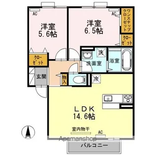 ウェスト コート A棟【2階】の間取り