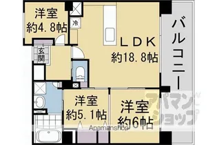 ライオンズマンション京都三条【8F号室】の間取り
