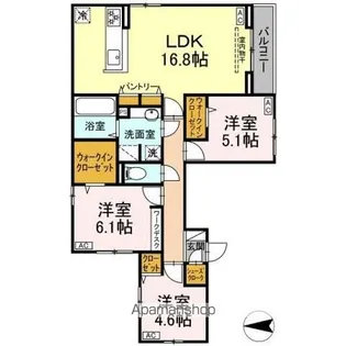 セレスティア開成 B棟【2階】の間取り