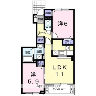 プランタン ソレイユF【1階】の間取り
