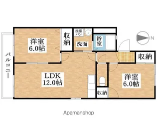 サンリバー【B201号室】の間取り