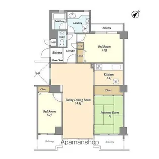 コスモ柏2【3階】の間取り