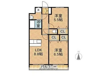 グラシュー瀬頭【3階】の間取り