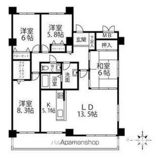 クリオ行啓通参番館【10階】の間取り