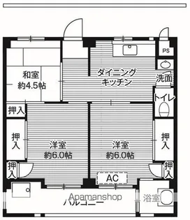 ビレッジハウス栗ヶ沢2号棟【203号室】の間取り