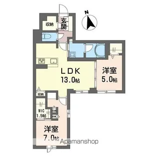 ラ・ファミーユ【102号室】の間取り