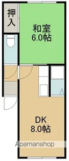 ハウスウォルナット【1階右号室】の間取り