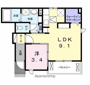 グランディール枝堀A【1階】の間取り