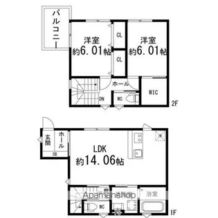 ペアレシア米ケ袋【101号室】の間取り