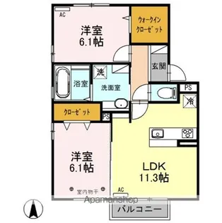 WIT塩尻【202号室】の間取り