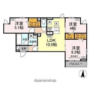 セレスティア東保木間【1階】の間取り