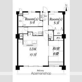 シャーウッド明徳公園【202号室】の間取り