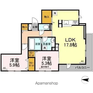 グランシャリオ東深津【2階】の間取り