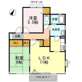 福島県郡山市新屋敷2丁目【アパート】の間取り