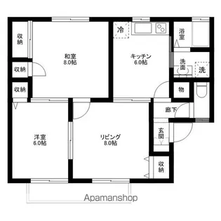 グランディール花菱A棟【201号室】の間取り