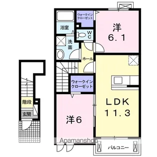 2LDKの間取り画像