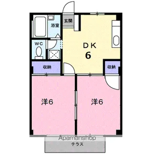シティハイツ下河内B【1階】の間取り
