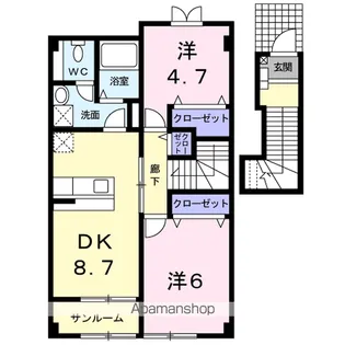 パストラルタウンB【2階】の間取り