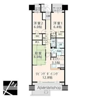 プラウド東山公園【411号室】の間取り