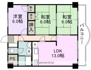 丸仲ビル【南202号室】の間取り