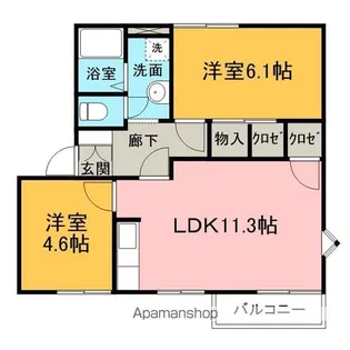 ハイドパークハイツB【2階】の間取り