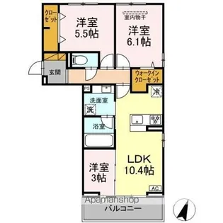 リシェスみのり台 A・B・C A棟【2階】の間取り