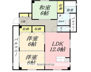 フラワーハイツⅤ棟【V-2号室】の間取り