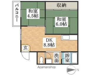 魚住ハイツ【302号室】の間取り