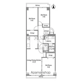 コンフォリア竹ノ塚イースト【2階】の間取り