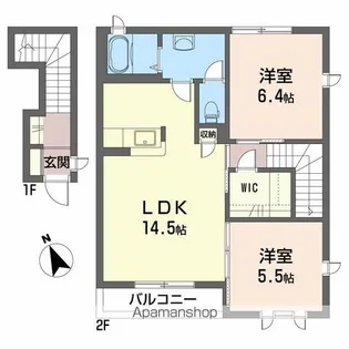 シャーメゾンエピナール D棟【2階】の間取り