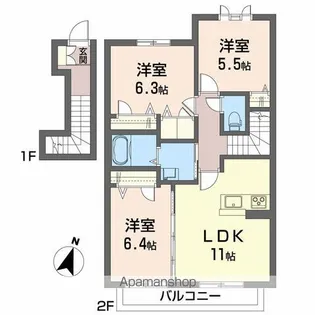 シャーメゾン フォルトゥーナ【2階】の間取り