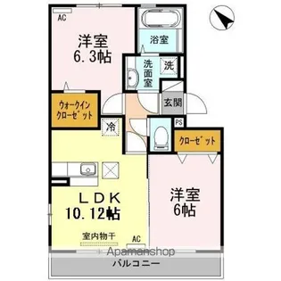 ライジングサン西宮 A棟【1階】の間取り