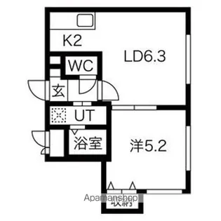 グリーンアベニュー月寒中央【4階】の間取り