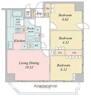 ドゥーエ日本橋【6階】の間取り