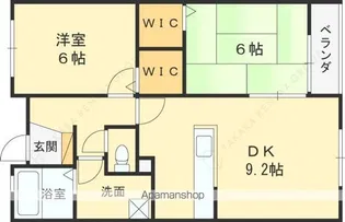ソレアード甲東園【2階】の間取り