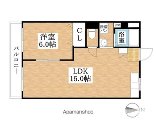 シャトー桐野【406号室】の間取り