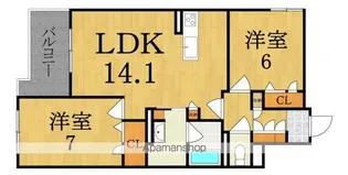 シャーメゾン 香芝 ワイケイ【2階】の間取り