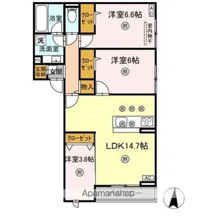 ボンジョルネ南手城【3階】の間取り