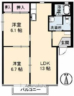 カーサ 虹ケ丘【1階】の間取り